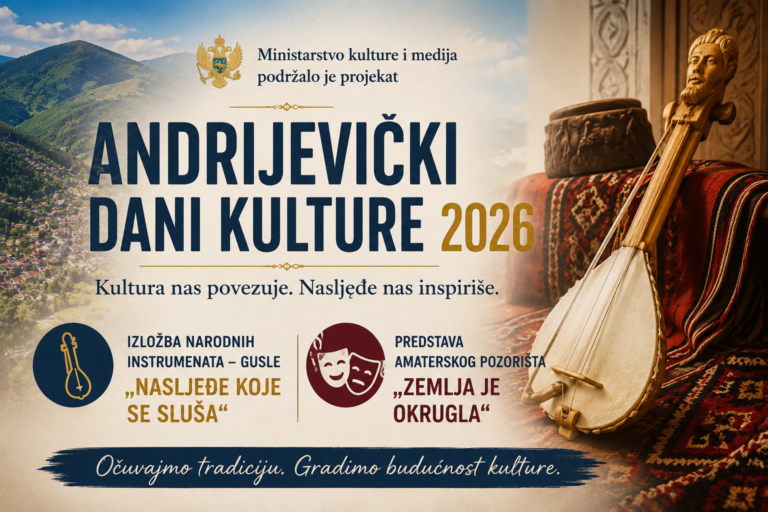 „Andrijevički dani kulture 2026“ uz podršku Ministarstva kulture i medija